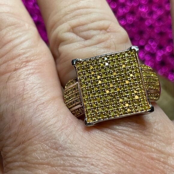 Yellow Diamond 925 Ring size 10 - Picture 2 of 7